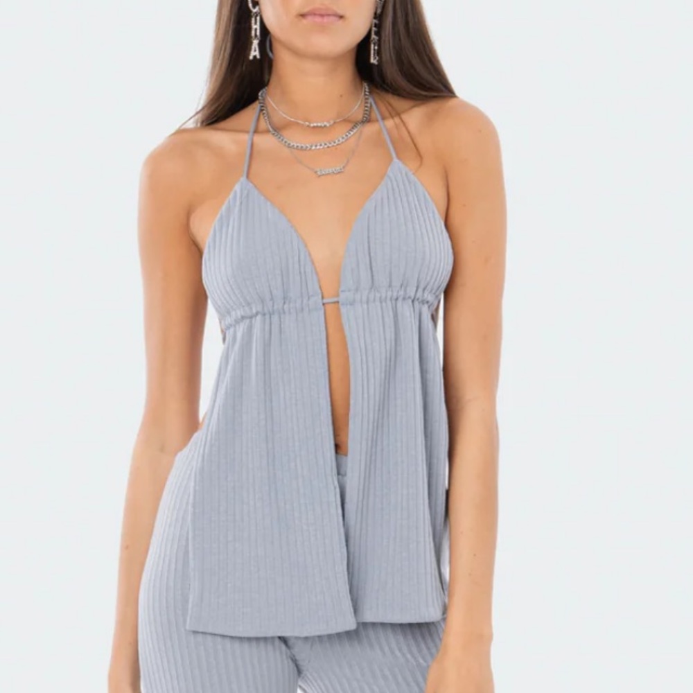 Edikted Claire Ribbed Open-Back Top